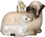 Sheep With Lamb Blown Glass Christmas Ornament By Old World #12414. Fixed Price $19.99.