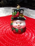 Vtg Old World Christmas Large Blown Glass Frost Snowman Head Ornament. Fixed Price $24.95.