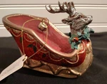 Transpac Blown Glass Reindeer Sleigh W/ Christmas Wreath Ornament Nwt. Fixed Price $19.95.