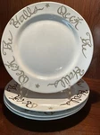 New Rosanna "deck The Halls" Christmas Dinner Plates White Gold 10.25IN Set Of 4. Fixed Price $44.95.