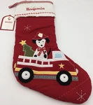 Pottery Barn Kids Benjamin Christmas Stocking Fire Truck Dog Holiday Quilted. Fixed Price $43.64.