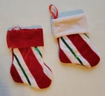 Lot Of 2 Mini Baby 6" Christmas Stocking Velvet Sequin Money Gift Card Holder. Fixed Price $8.05.