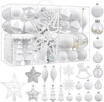 100PCS Christmas Tree Decorations Ornaments Set, Shatterproof Plastic Baubles. Fixed Price $35.99.