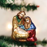 Old World Christmas Holy Family Mary Joseph Jesus Blown Glass Ornament 10207. Fixed Price $22.99.