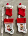 Santas Best Mini Christmas Stocking Lot Of 4 Cats & Plain 6 Inch Vintage. Fixed Price $14.00.