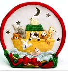 Vintage Porcelain Drum Noah's Ark Votive Candle Lite 6" With Box Robert Alan. Fixed Price $9.00.