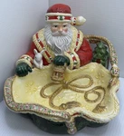 Studio Nova Woodland Holly Santa Christmas Nut Candy Hostess Dish JA015 6 Inches. Fixed Price $15.98.
