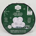 Holiday Time 100 Cool White G30 Super Bright Led Lights Green Wire 57 Ft. Fixed Price $20.95.