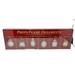 Jewel Enamel & Metal Christmas Photo Frame Ornaments SET/6 Costco Kirkland New. Fixed Price $59.95.