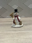 Holiday Time 3" Happy Snowman W/broom Ceramic Christmas Figurine. Fixed Price $7.99.