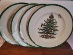 Lot Of Spode England Christmas Tree Pattern Dinner Plates 10.5" S3324-A9. Fixed Price $35.00.