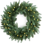 Christmas Wreath Pre Lighted 24 Inch With 50 Led Fraser Fir Foliage Tips, Batter. Fixed Price $57.89.
