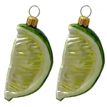 Lime Wedge Citrus Fruit Polish Glass Christmas Ornament Set Of 2 Decorations. Fixed Price $45.98.