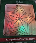 Kurt Adler 12" Lighted Silver Star Christmas Tree Topper Multi-color Lights Nib. Fixed Price $24.99.