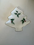 Mikasa Fine Porcelain Holly Charm Canape/candy/snack Christmas Tree Shaped Plate. Fixed Price $9.99.