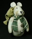 Wt Collection Primitive Mouse With Tan Striped Homespun Night Cap. Fixed Price $14.95.