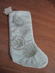 Nwt 22" Shell Sand Dollar Beaded Fur Christmas Stocking Coastal, Nautical, Beach. Fixed Price $32.99.