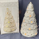 Vtg Crown Accents Porcelain Light Up Holiday Christmas Tree Box- Works. Fixed Price $13.00.
