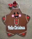 Gingerbread Man Star Sign Hello Christmas Wall Art Door Plaque Holiday Xmas. Fixed Price $13.99.
