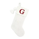 Letter Cable Knit Monogram Stocking St. Nicholas Square 21" Xmas Holiday White. Fixed Price $29.99.