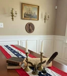 Primitive American Flag Table Runner - 32 Inch Vintage Patriotic Decor. Fixed Price $16.99.