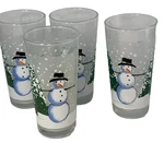 4 Kig 6" Glasses Snowman & Tree Winter Tumblers Frosted Indonesia Holiday. Fixed Price $60.00.