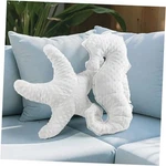 Set Of 2 White Coastal Throw Pillows - Starfish & Seahorse. Fixed Price $39.85.