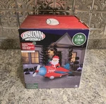 New Gemmy Airblown Inflatable Santas Chri Vintage Airplane 7 Foot Tall Lights Up. Fixed Price $99.99.