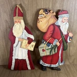 Vintage Wooden Christmas Hand Painted Santas Wall Hanging 21 Country Style. Fixed Price $18.99.