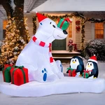 New 6' Ft Long Polar Bear & Penguins Christmas Holiday Inflatable Decoration. Fixed Price $44.99.