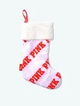 Victorias Secret Pink Logo Plush Stocking White Red Christmas New With Tags. Fixed Price $12.00.