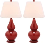 Cybil Set Of 2 Red Double Gourd Glass Table Lamps With Led Bulbs. Fixed Price $157.99.