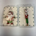 2 X Wooden Pin Pals By Potpourri Press Santa 1994 3.5" Holiday Christmas Brooch. Fixed Price $9.99.