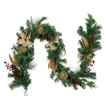 Northlight 6'X10" Poinsettia Moss Ball Mixed Pine Berries Christmas Garland. Fixed Price $50.39.