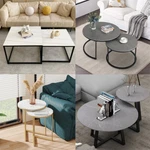 Round Square Nesting Coffee Set 2 Stacking Living Room Marble Accent Table. Fixed Price $79.96.
