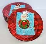 8 Sakura Merry Making Melamine 9" Salad Plates Whimsical Santa Christmas. Fixed Price $52.95.