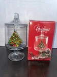Christmas Tree Clear Glass Footed Candy Jar By Carlton Usa Vintage 1985. Fixed Price $19.50.