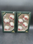 Krebs White & Red Snowflake Glass Christmas Ornaments 1/2" Lot Of Boxes Usa. Fixed Price $37.99.