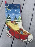 Handmade Needlepoint Wool Christmas Stocking Santa's Sleigh Winter Holiday. Fixed Price $28.99.