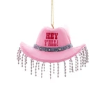 Kurt Adler Pink Western Country Cowgirl Fringed Hey Ya'l Hat Ornament Honky Tonk. Fixed Price $12.00.