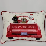 Farm Truck Lab Dogs Santa Embroidered Pillow Merry Christmas Holiday 14"X20". Fixed Price $45.94.