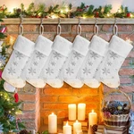 Seematn 6 Pcs Christmas Stockings With Holders Set 20 Silver. Fixed Price $45.60.