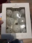 Hearth & Hand Magnolia Glass Christmas Ornaments (8) Off White Black X Stitch. Fixed Price $24.99.