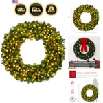 48IN Large Artificial Pre-lit Fir Christmas Wreath Holiday Accent Decoration .... Fixed Price $241.99.