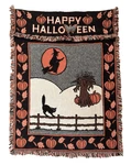 Vintage 90S Happy Halloween Tapestry Woven Mww Wall Hanging Witch Moon Cat 1991. Fixed Price $39.00.
