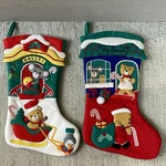Vintage Dandee Christmas Stockings Set Of 2 Bakery & Toy Shoppe *flaws. Fixed Price $12.99.