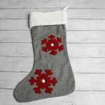 Shiraleah Chicago Wool Christmas Stocking 18" Gray Red Snowflakes 21". Fixed Price $29.99.
