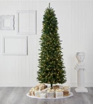 8 Ft Nearly Natural Slim Pre-lit Green Mountain Pine Artificial Christmas Tree. Fixed Price $86.99.