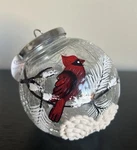 Snowy Cardinal Lighted Crackle Glass Tabletop Decor 4.75 Hand Painted. Fixed Price $29.99.