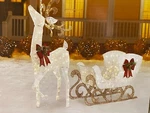 5' Reindeer W/ Sleigh 280 Pre-lit Warm White Led Light Christmas Holiday Display. Fixed Price $200.00.